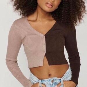GARAGE Crop Ribbed Colorblock Sweater